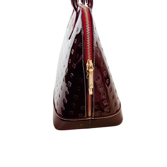 Arcadia Red Patent Leather Bag Satchel Md in Italy Burgundy Designer Top Handle - Picture 3 of 10